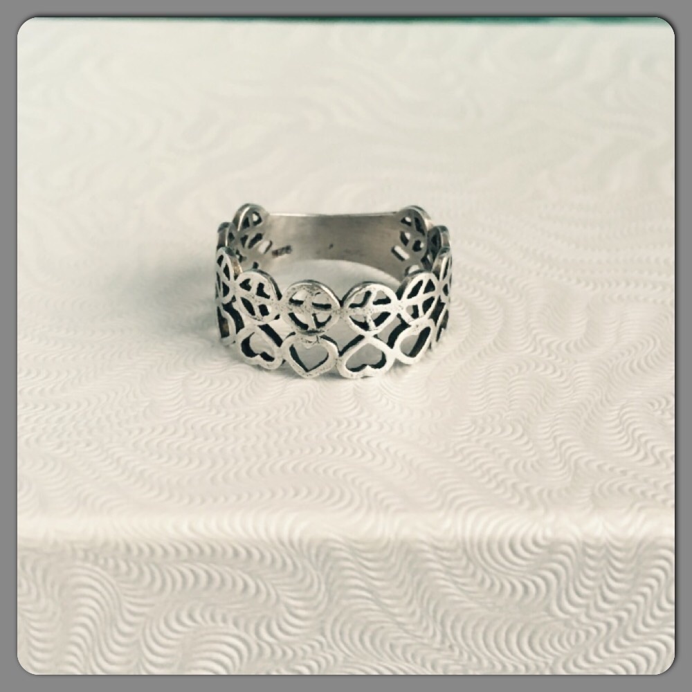 Sterling Silver Love and Peace Band Ring Size 5